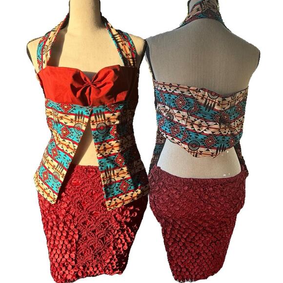 Textured red popcorn mini skirt - Picture 1 of 7